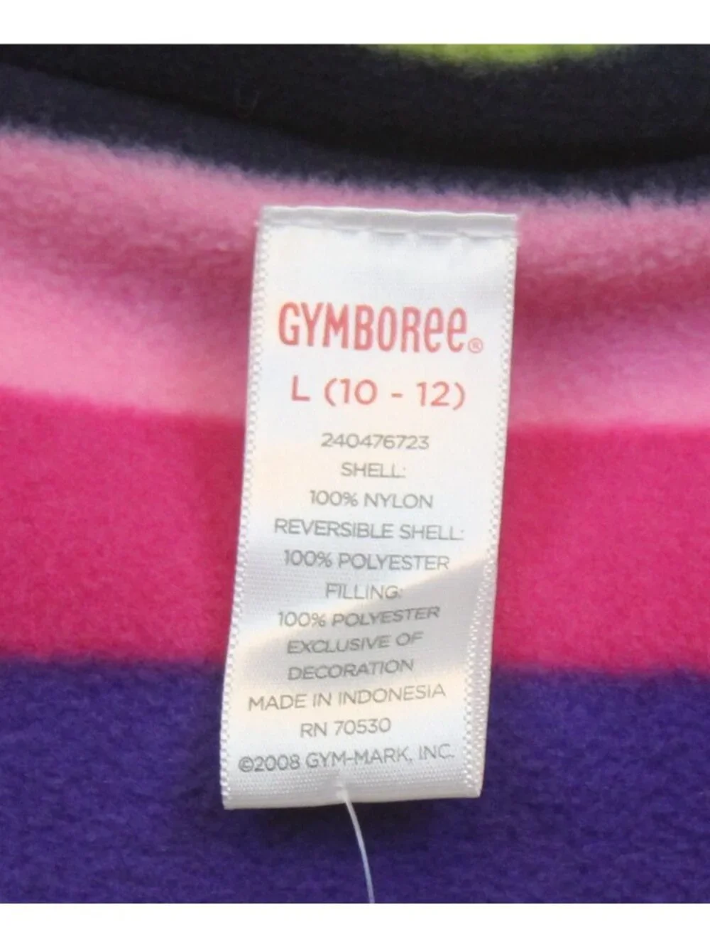 2008 Gymboree Candy Shoppe Puffer Vest sz L 10/12 Fleece Stripe Reversible NWT